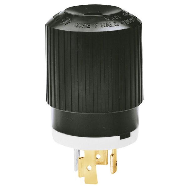 Bryant Locking Plug, L17-30P, 30 A, 600V AC, Three Phase, 3 Pole, Screw Terminals, Black, White 71730NP - main
